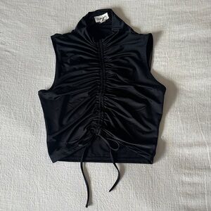 Open Edit Black Ruched Sleeveless Top (Size XS)